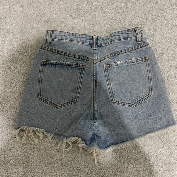 Miss Lola Light Blue Distressed Jean Shorts - Picture 4 of 7